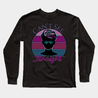 PRIDE Month Can't See Straight Bi Retro Sunset Long Sleeve T-Shirt